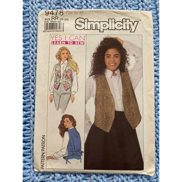 Simplicity sewing pattern  9476 vest 1980s - Picture 1 of 5